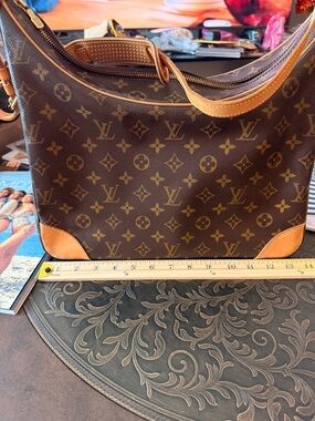 Louis Vuitton Monogram Canvas Shoulder Hobo in Brown and Tan